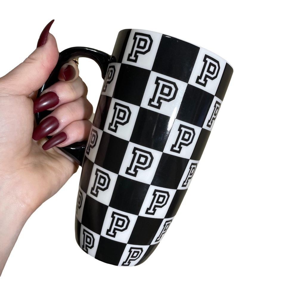 PINK tall coffee mug | Varsity | checkered | home